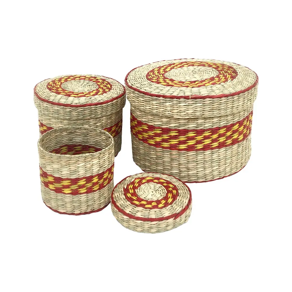 Vietnã artesanato seagrass basket/ home decor seagrass basket/ seagrass armazenamento basket com tampa caixa de palha com tampa lancheira