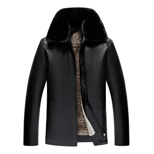 เสื้อผ้าฤดูหนาวคุณภาพสูงสำหรับผู้ชาย แจ็คเก็ตหนังพรีเมียมบุขนหนาเพื่อความอบอุ่นและหรูหราสูงสุด - Product Image 1