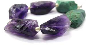 6 pièces de pierres précieuses naturelles, améthyste et Malachite, pierres précieuses non traitées, Collection de pierres brutes de grande taille - Product Image 3