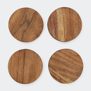 Acacia Wood Cup <b>Placemat</b> Solid <b>Wooden</b> Saucers Coasters Set of 4-6 Small Round coaster <b>Placemats</b> - Product Image 2