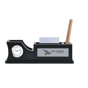 Giá Bán Buôn Giá Đỡ Bút Gỗ Giá Rẻ Với Đồng Hồ Để Bàn Với Giá Đỡ Bút Đồng Hồ Để Bàn Thương Hiệu Tùy Chỉnh Để Trang Trí Tường - Product Image 1