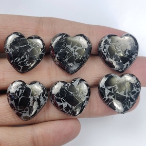 Pierre naturelle de shungite russe ronde perles en vrac accessoires forme de coeur pierres précieuses noires choisir taille pour hommes femmes fabrication de bijoux - Product Image 1