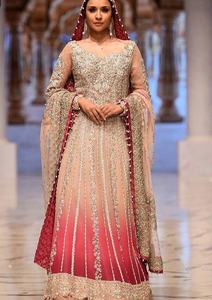 Hermoso diseñador indio paquistaní hasta el suelo vestido de novia pesado Zardozi bordado vestido de novia de lujo étnico desgaste - Product Image 2