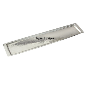 Plateau de service en acier inoxydable de grande taille en gros fait à la main plateau de fantaisie simple plat de nourriture en métal de luxe élégant unique - Product Image 1