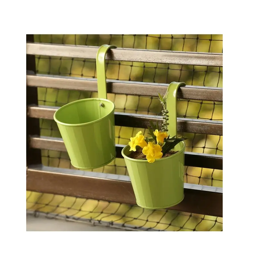 Unique Round metal outdoor large garden flower plant pots & planters for sale piece and best green color cheap price