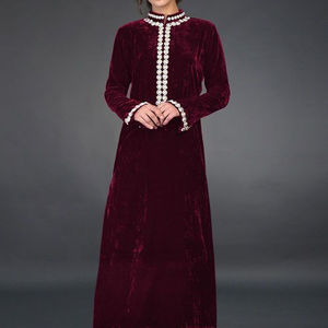 Mousseline de soie Indie Folk imprimé floral à manches longues A-ligne Kurta et Salwar avec broderie Zardozi pour la fête et l'usure quotidienne été - Product Image 1