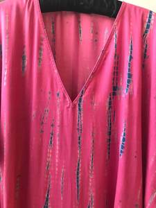 Dulce Sexy Tie-Dye Kaftan para mujer Media manga Escote en V Tamaño libre Hasta el suelo Beach Kaftan Bohemio Ecológico Lavable - Product Image 3