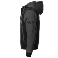 Veste de sport à capuche pour homme en polaire, fermeture à boutons, style décontracté, pour l'automne, noir et gris, coupe classique