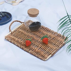 Plateau de service alimentaire rectangulaire en rotin de grande taille Design tissé de haute qualité idéal pour le service de collations et d'ustensiles de cuisine - Product Image 5