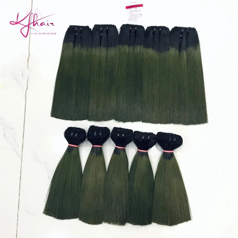 Most Chosen Wholesale Price Green Ombre Soft Virgin Vietnam Super Double Drawn Raw Bone Straight Human Hair Extensions