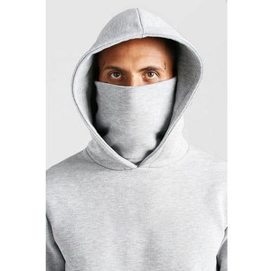 Oversized <b>Zip</b> <b>Hooded</b> Face Cover Tracksuit for Men Long Sleeve Sport Hoodies Custom Logo Lightweight Quick Dry Printed Polyester - Product Image 3