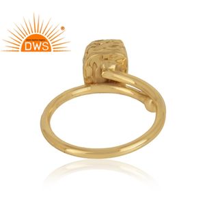 แหวนพลอยทัวร์มาลีนสีชมพูเข้ม ชุบทอง 14k บนทองเหลือง แหวนแฟชั่นจากผู้ผลิตเครื่องประดับทองเหลือง - Product Image 3