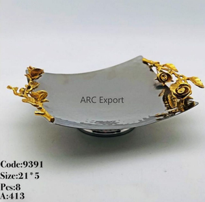 Vajilla para servir, tazones decorativos para Ramadán, tazones para ensalada con base dorada y diseño martillado en la parte superior. - Product Image 2