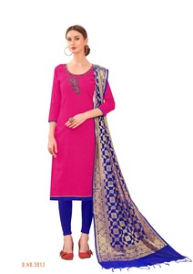 Readymade-sarga de algodón para mujer, parte superior de algodón y banara puras, dupta Zari, funciona a mano, de Royal Exporto - Product Image 4