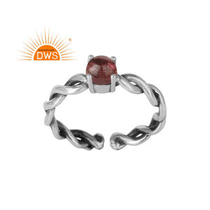 Twisted Silver Wire Designer Ring Wholesale Prong Set Pink Tourmaline Gemstone Solitaire Ring Jewelry Supplier - Product Image 1