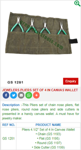 GS 1281 <b>Set</b> of 4 Jewelers <b>Pliers</b> in Canvas Wallet Stainless Steel Jewelry Tools - Product Image 2