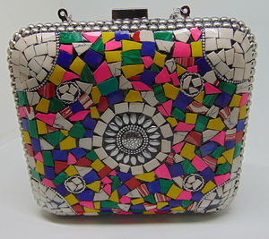 Antiguo mosaico hecho a mano Metal piedra indio étnico bolso de noche fiesta nupcial mujer Sling embrague monedero para regalo - Product Image 2