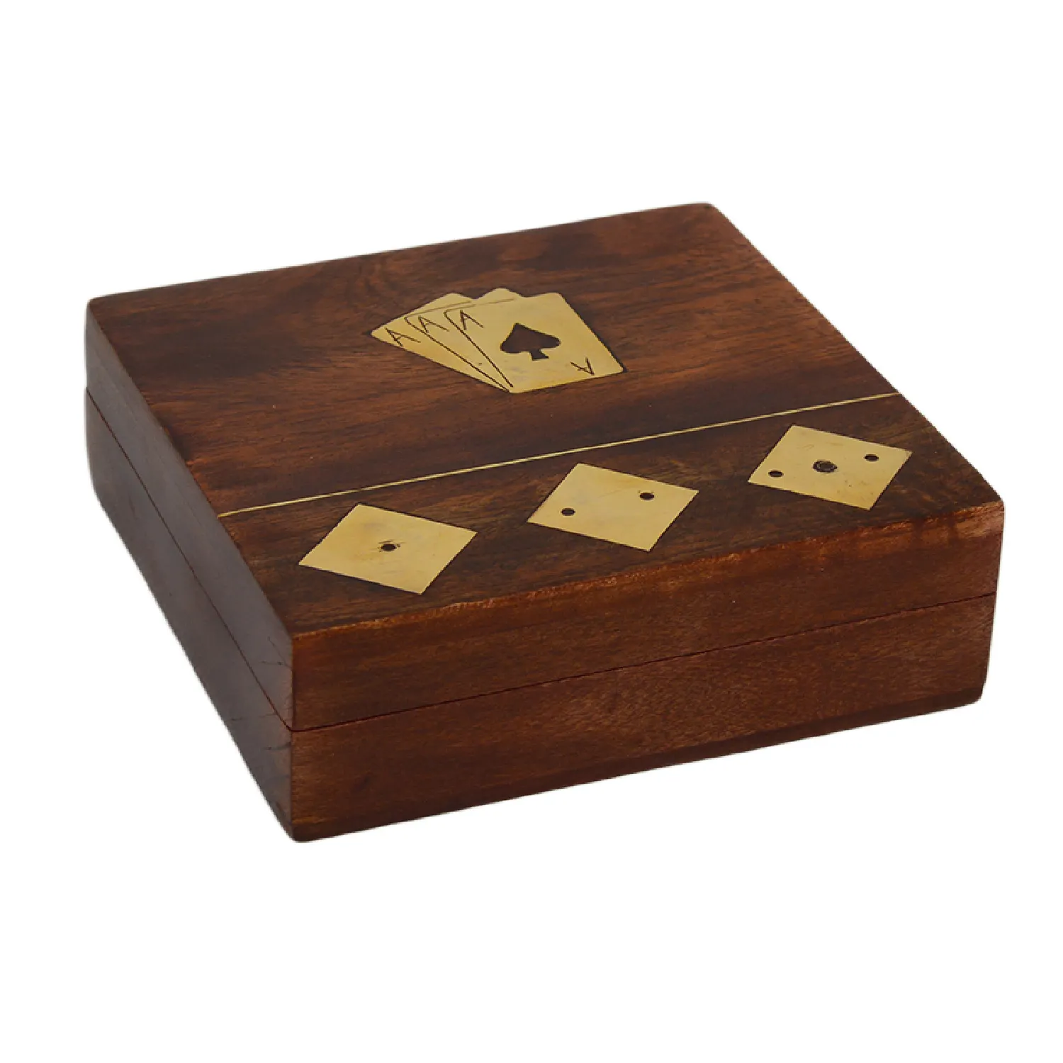 Capa de madeira para cartões e desenhos, caixa de cartões em forma quadrada com acabamento polido de qualidade superior