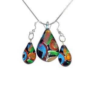Lampworking Murano ชุดเครื่องประดับ,จี้แก้วแฮนด์เมดหลากสีพร้อมต่างหู - Product Image 1