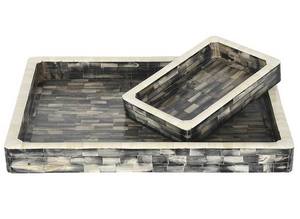 Bandeja de vajilla hecha a mano ecológica de diseño contemporáneo, bandeja de servicio elegante con incrustaciones de hueso duraderas de textura Premium resistente - Product Image 6