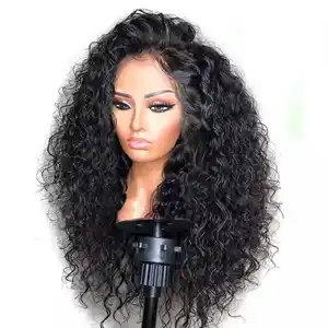 Raw Natural Curly Wig High Density 180 Wigs Ponytails color 6 I tips hair Brazilian Full Lace and Front Lace Wigs Vendor