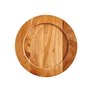 Assiette de service ronde en bois de qualité supérieure 2026, faite à la main, design minimaliste, plat de présentation en bois massif poli pour la table - Product Image 1