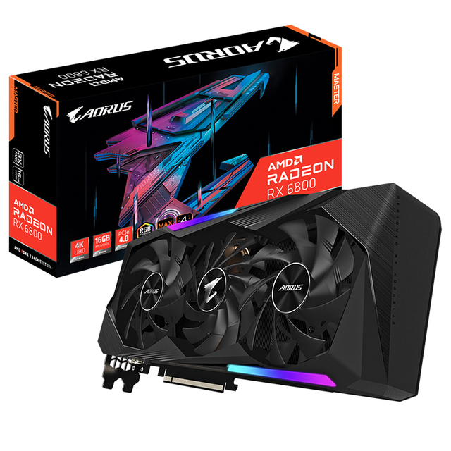 GIGABYTE AORUS Radeon RX 6800 MASTER 16G Used Gaming Graphics Card with 16GB GDDR6 256-bit Memory Support Ryzen 9 5900X 5950X