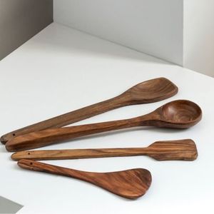Natural Acacia Wood <b>Utensil</b> Spoon for Set for Kitchen Cook <b>Wooden</b> Spatula Long Handle <b>Cooking</b> Serving Spoon - Product Image 3