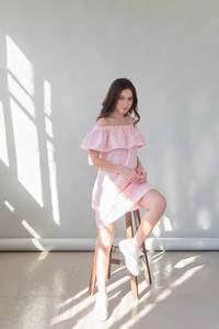 Vestido bohemio hasta la rodilla para mujer Hecho a mano Algodón Verano Fuera del hombro Estilo Manga corta Patrones sin tirantes Vacaciones versátiles - Product Image 5