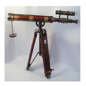 Télescope nautique fait à la main en laiton antique vintage avec support en bois vente en gros et fabricants directs de l'usine indienne - Product Image 1