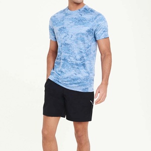 Colección de Verano, Camiseta Deportiva Básica para Hombre, con Logotipo en el Pecho Izquierdo, para Gimnasio, Entrenamiento, Fitness, 100% Algodón Jersey Transpirable - Product Image 3