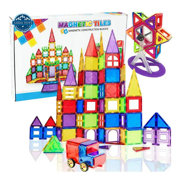 106 PCS DIY STEM Magnetic Building Tiles Educational Building 100 PCS Magnetic Tiles For Kids