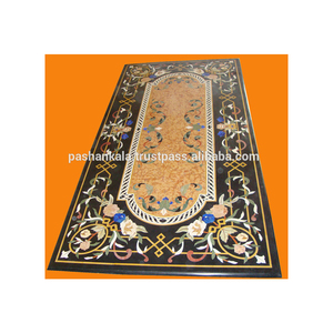 Beautiful European Style Marble Inlay <b>Work</b> Dining <b>Table</b> Top - Product Image 1