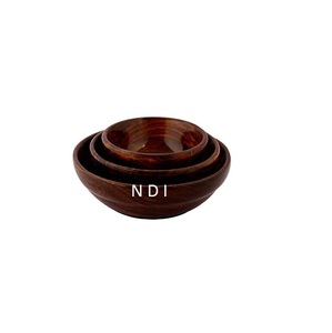 Ensemble de 3 bol de service arrondi au design unique, incurvé à la main, décoratif, de haute qualité, fini naturel - Product Image 1