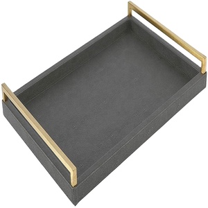 Best Designer <b>Bar</b> Ware Grey Serving Tray Simple Decorative Best Quality Tray With Strong Brass Metal Handles. - Product Image 1