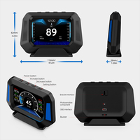 Herramientas para Vehículos P21 Hud OBD2 Gps Pantalla de Visualización Frontal Electrónica para Automóviles Medidor Inteligente Inclinómetro para Automóviles con Advertencia de Vuelco para Todos los Automóviles