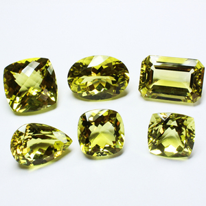 Cuarzo amarillo limón Forma mixta Tamaño calibrado Corte facetado Limón Cojín de piedras preciosas sueltas Forma de pera ovalada Gemas de piedra natal sueltas - Product Image 2