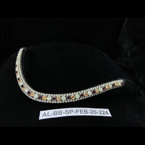 Browbands en cuir européen avec Crystal Bling Logo personnalisé Cheval équestre Tack Produit stable et durable pour l'équitation - Product Image 2