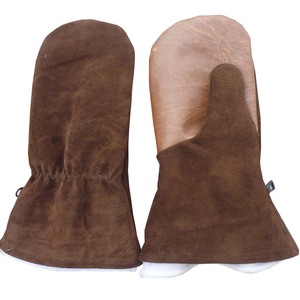 Top quality Brown color New style Genuine Cowhide Leather Fur lining Winter ski heated gloves USA 2023 - Product Image 1