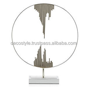 Escultura de disco de Metal plateado - Product Image 1