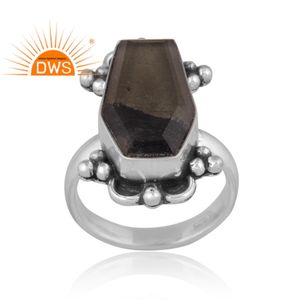 Hecho a mano plata esterlina oxidada Natural doblete Apache oro cristal piedra preciosa anillo apilable joyería fabricante - Product Image 2