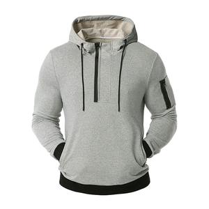 Sweat à capuche pour homme 100% coton avec logo personnalisé col montant et motif solide pour l'hiver vente en gros - Product Image 1