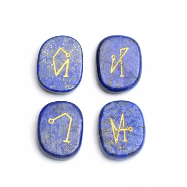 Lapis Lazuli Archangel Set Crystal Healing Engraved Usui Reiki Symbols Gemstone Positive Energy Gemstone