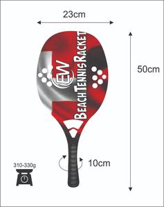 ไม้เทนนิสชายหาดแบบสั่งทำพิเศษ หน้าไม้ 20 มม. น้ำหนัก 320-340 กรัม ความยาว 50 ซม. ด้ามจับคาร์บอนไฟเบอร์ และตาข่ายคาร์บอนไฟเบอร์ผสมใยแก้ว - Product Image 2