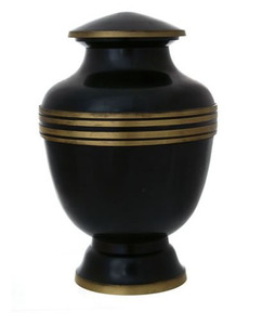 High Demanding Metallic Cremation Urn and <b>Keepsakes</b> Design With Engraving Work Black Enamel Antique Adult Urn for Sale - Product Image 3