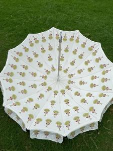 Parapluie de plage pour jardin avec pompon, bloc à main, imprimé, résistant, fourre-tout, style vintage, à bord rayé, ombrelle de plage - Product Image 4