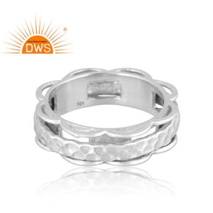 Diseño hecho a mano, anillo de banda texturizada de plata esterlina fina, joyería de plata para mujer, regalo para ella - Product Image 3