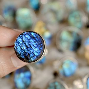 Natural anillos de boda para hombres y mujeres anillo de plata 925 pendientes de plata druzy de superposición de venta al por mayor chapado anillo de joyería vintage - Product Image 5