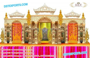 Escenario de panel de templo hindú tradicional para bodas Escenario nocturno de recepción de bodas Maharaja en Kenia - Product Image 4