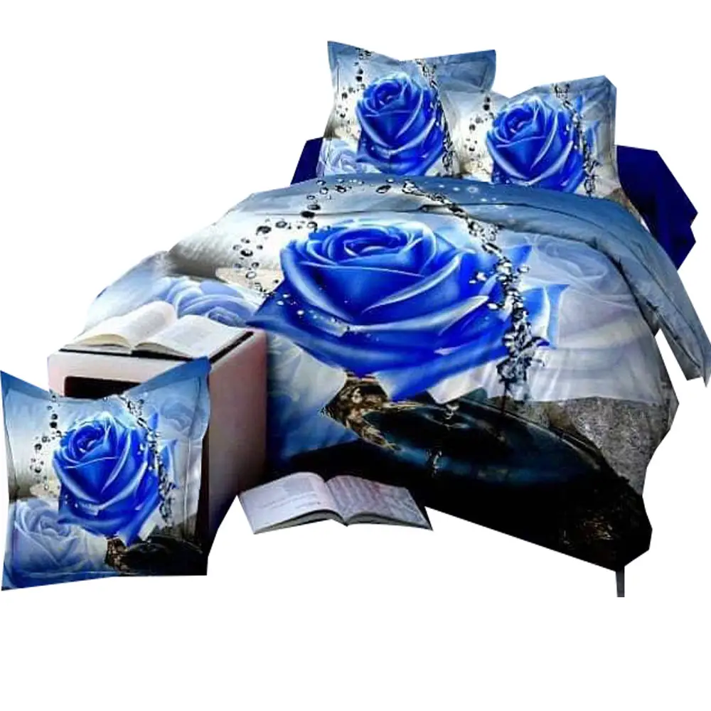 Draps de lit 3d à motif floral, parure de lit imprimé numérique